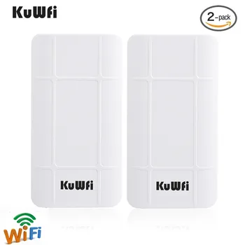 

KuWFi 2-Pack 300Mbps Wireless outdoor CPE Kit Indoor&Outdoor Point-to-Point wireless Bridge/CPE Supports 2KM distance