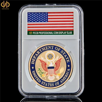 

USA Department Of State Gold Challenge Coin France Embassy Tower Metal Token Commemorative Coin Collection W/PCCB Holder