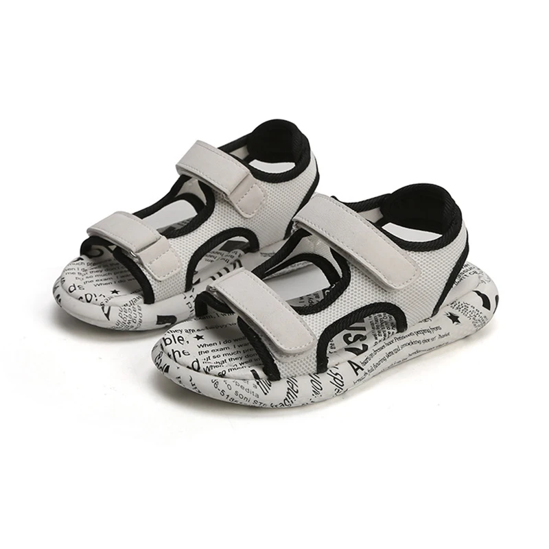 

COZULMA Girls Patchwork Print Beach Sandals Shoes Summer Children Hook & Loop Rubber Sole Slippers Kids Slip-Resistant Sandals