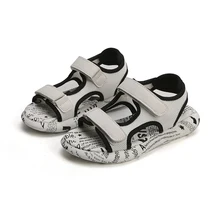 COZULMA Girls Patchwork Print Beach Sandals Shoes Summer Children Hook & Loop Rubber Sole Slippers Kids Slip-Resistant Sandals