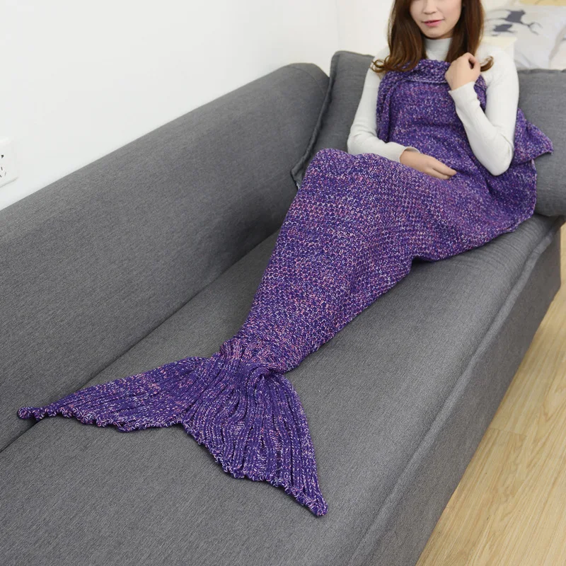 CAMMITEVER 19 Colors Super Soft All Season Crochet Mermaid Tail Blanket - Knitted Sleeping Blankets for Kids and Adults image 2
