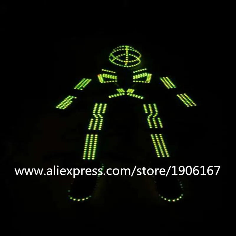 RGB Led Luminous Robot Suit Colorful Growing Ballroom Costume With Helmet And Led Shoes 