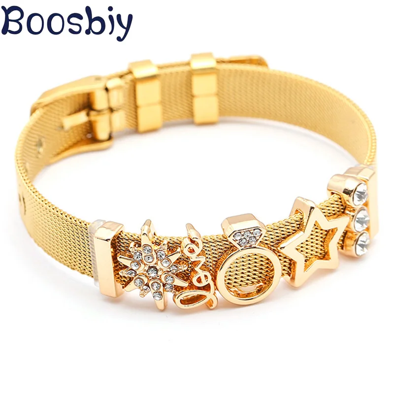 

Boosbiy European Style Brand Bracelet Stainless Steel Mesh Charm Bracelets Set For Women DIY Jewelry Dropshipping