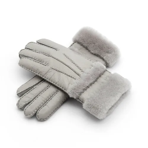 Модные зимние женские перчатки, кожаные теплые перчатки и перчатки из теплой кожи черного цвета. Высокое качество. Очень красивые - Цвет: Серебристый