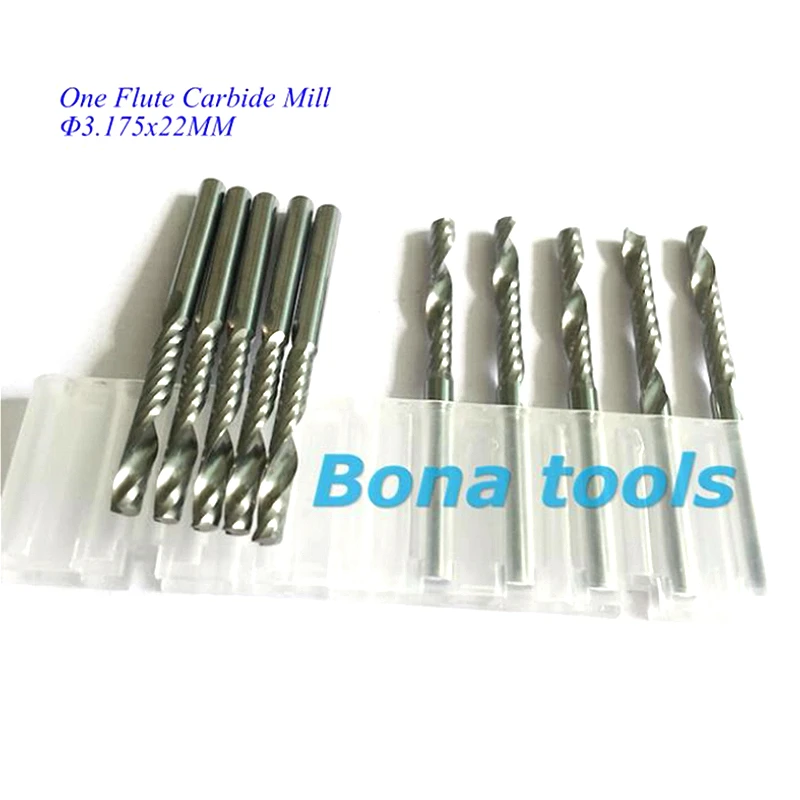 

10pc 3.175*22mm One Flute Super Solid Milling Cutter, Engraving Router Bit, Carbide End Mill,CNC Tools Bits for wood mdf acrylic