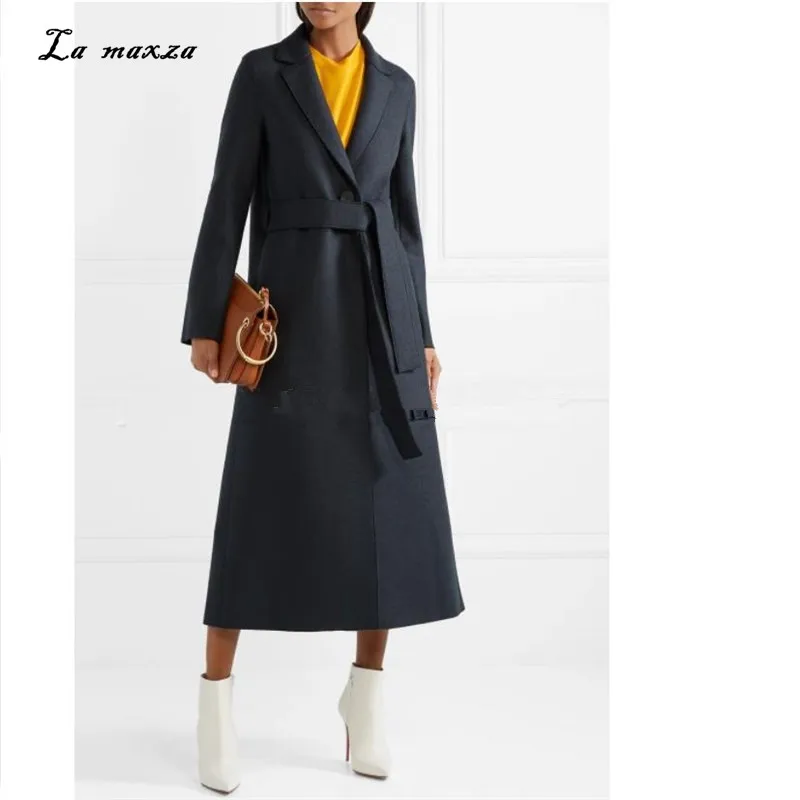 

Women Winter Coat 2018 Elegant Wool Warm Long Coat Korean Style Fashion Office Coat Oversize