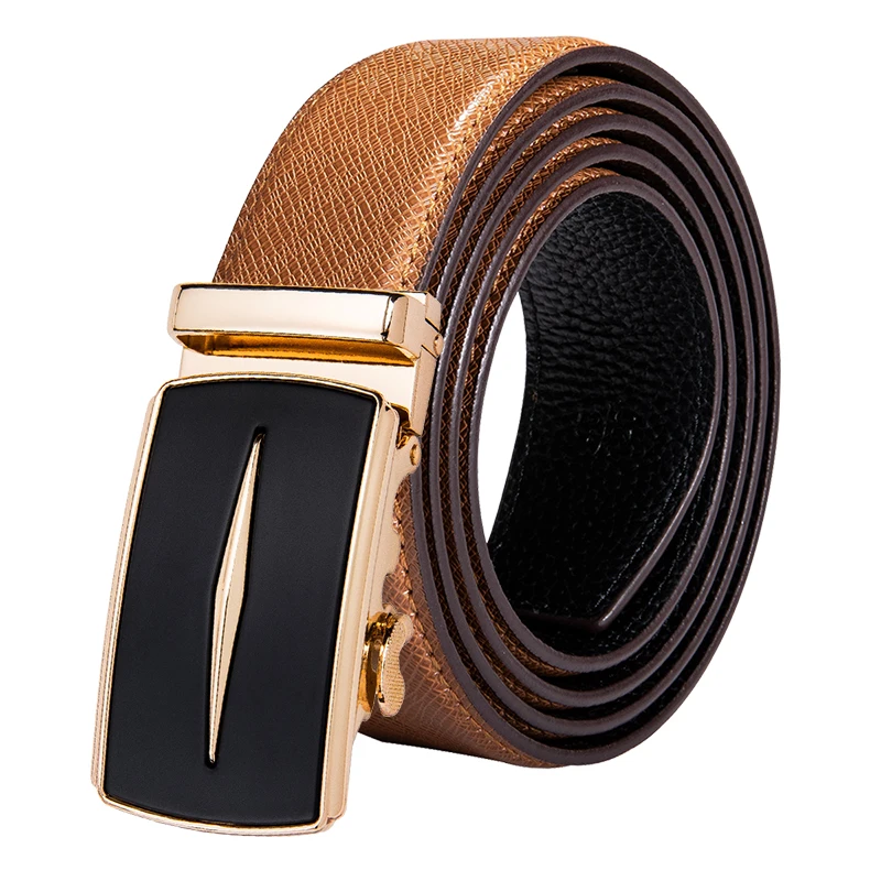 DM-2055-G PY-0038 Hi-Tie известный бренд дизайнер коричневый кожаный мужской ремень из бычьей кожи из натуральной кожи кожаный ремень для джинсов модный мужской повседневный ремень - Цвет: DM-2055-G