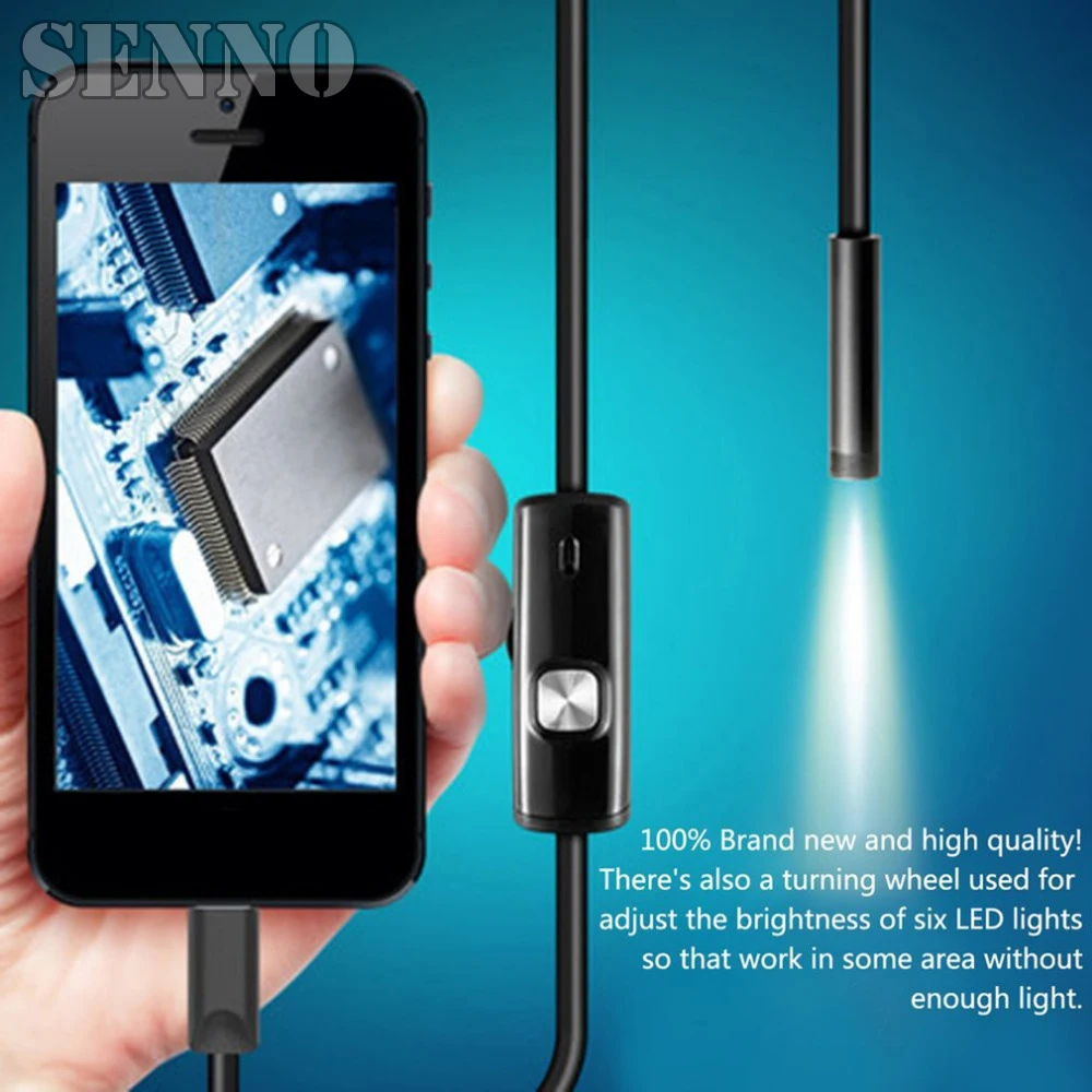 7mm Lens 1m Cable Smart Phone Soft Hard Wire Camera USB Endoscope for Android PC Waterproof