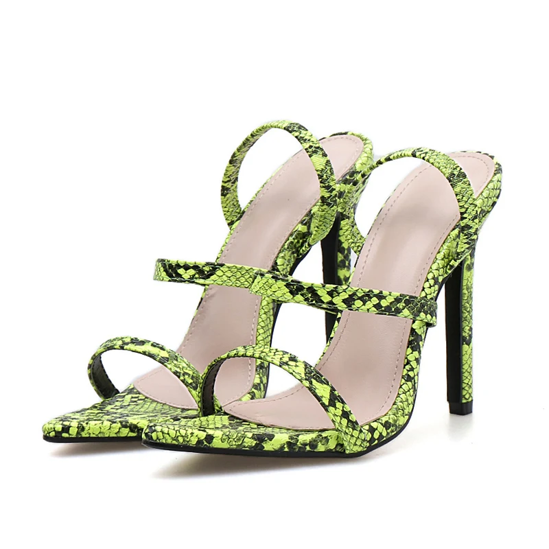 

2019 Women 11.5cm High Heels Green Prom Dress Fetish Sandals Female Gladiator Two Ways Of Wearing Shoes Serpentine Pumps YFD-136