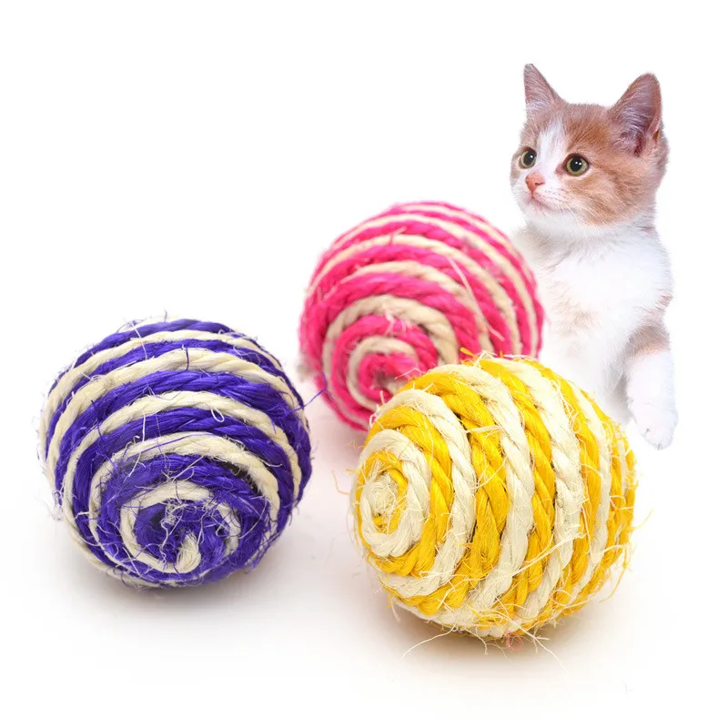 1pcsNew natural sisal Cat catching ball bite resistant funny cat toy balls chew Pet cat playing toy Pet Kitten Exrecise Toy Ball