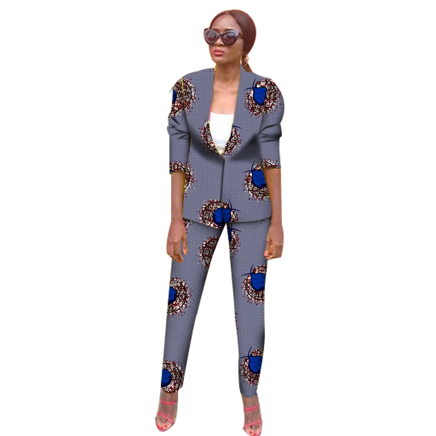 Fashion African Blazer With Trouser 2 Pieces Women African Print Suits