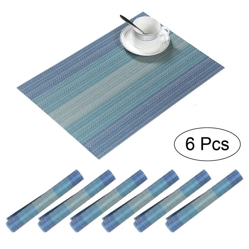

6pcs KitchenTable Mat PVC Placemat For Dining Table Tableware Pad Disc Bowl Coaster Non-Slip Mat Washable Table Cloth Pad