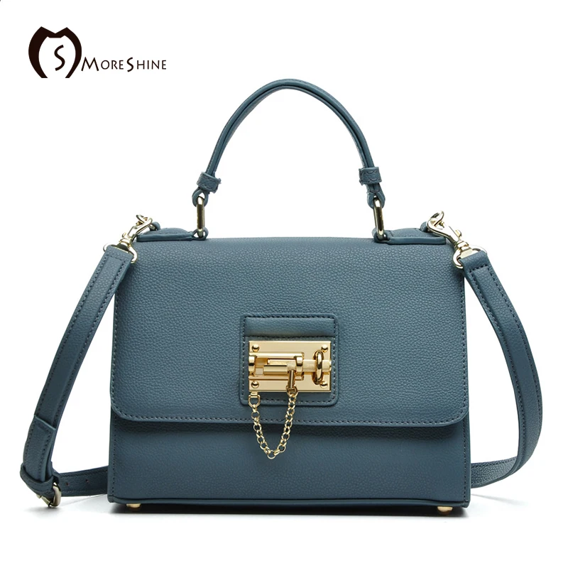 MORESHINE brand women bag with Lock genuine font b leather b font shoulder bags ladies designer