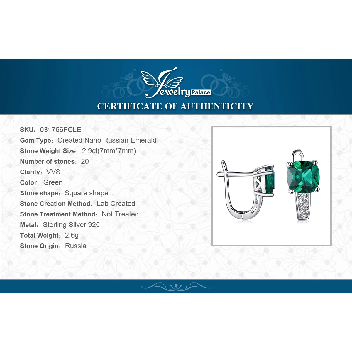 JewelryPalace-pendientes de aro de Plata de Ley 925 con zafiro rubí, aretes pequeños, piedras preciosas, Esmeralda verde simulada, para mujeres