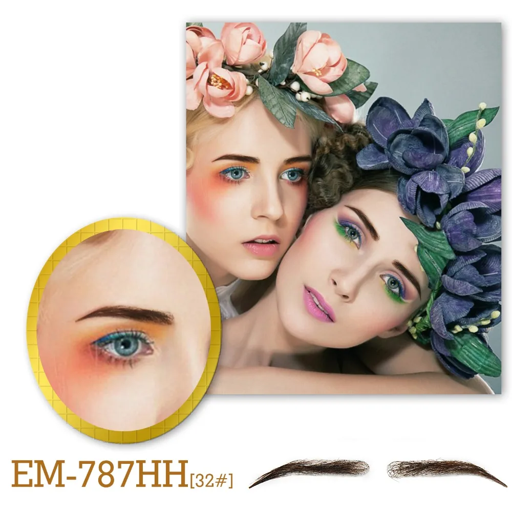 

Neitsi Woman One Pair Fake Eyebrows 100% Human Hair Handtied Invisible Lace Fake Eyebrows EM-787HH-3#