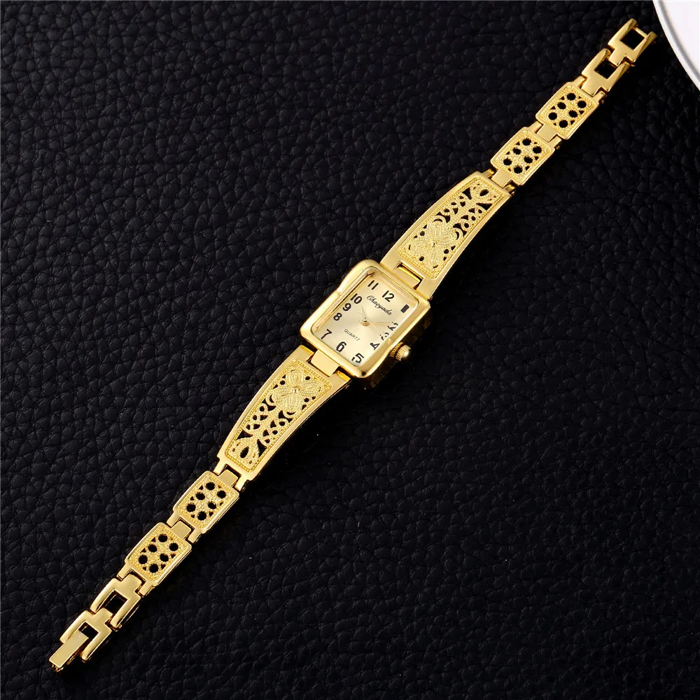 Tanie Luksusowe złoto ze stali nierdzewnej kobiet bransoletki z zegarkiem moda