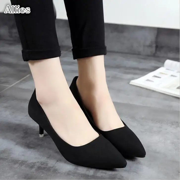 

Allies 2018 spring pointed head with a single shoes female shallow mouth high heel women's shoes casual comfort shoes women