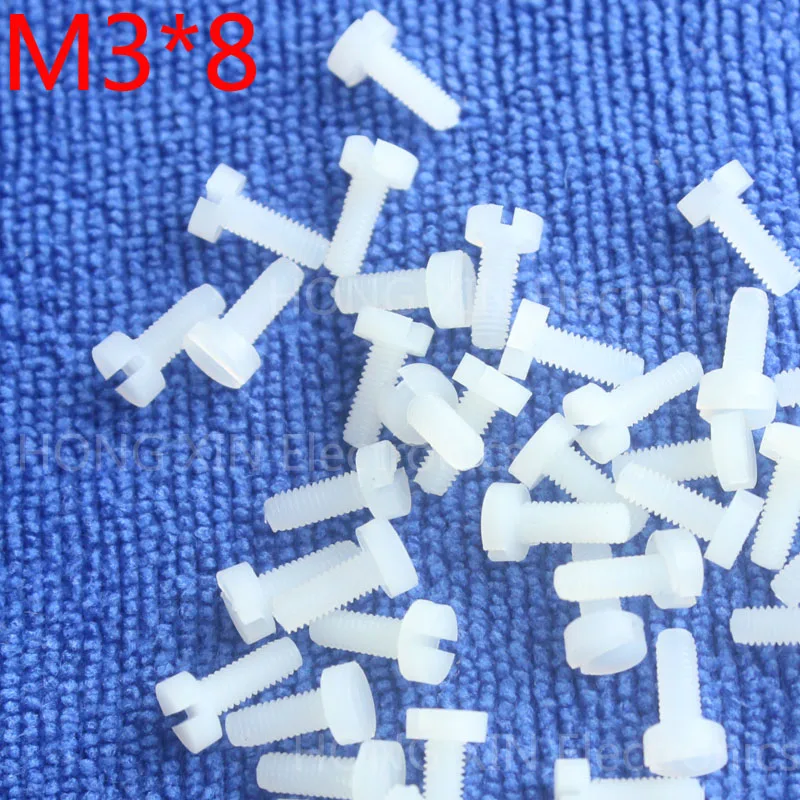 

M3*8 1pcs White Slotted screw Cylinder Head nylon plastic 8mm round screws Insulation screw compliant PC/board DIY hobby etc