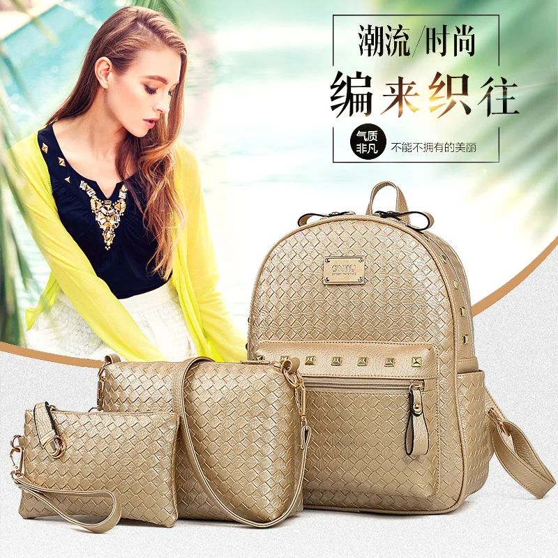Luxury PU Women Purse And font b Backpack b font Set Creative Chains Shape Design Women