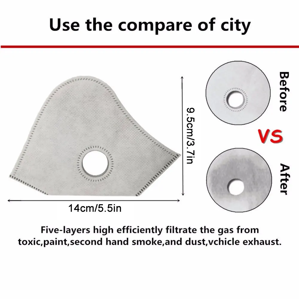 1 шт PM2.5 угольный фильтр для рот маски 6 Слои защитный фильтр маска замены фильтра (без рот маски входит в комплект)
