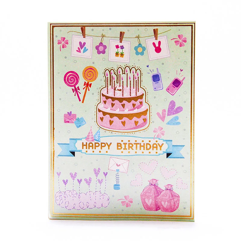  3D Laser Cut Handmade color printed Happy Birthday To You Dessert Cake Paper Invitation Greeting Ca - 32839517994