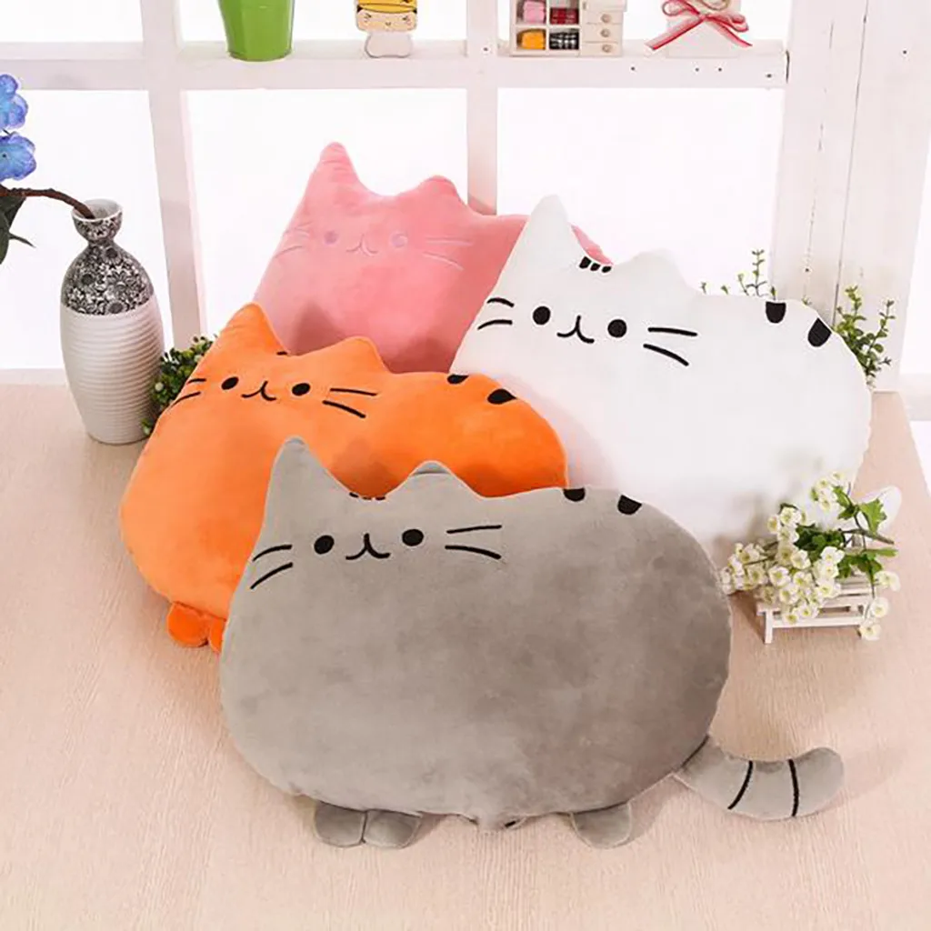 

Cartoon Cat Pillow Back Pillow Short Plush Nap Cute Pillow #$