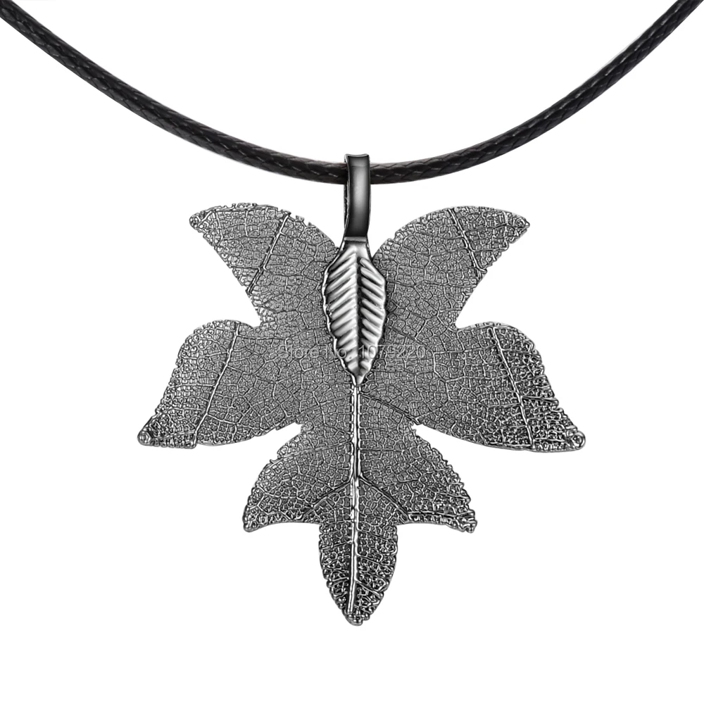 

Multiple Colour Natural Leaf Leaves Pendants Necklace Plated Gold Jewelry Long Necklace Women Chain Party Wedding Christmas Gift