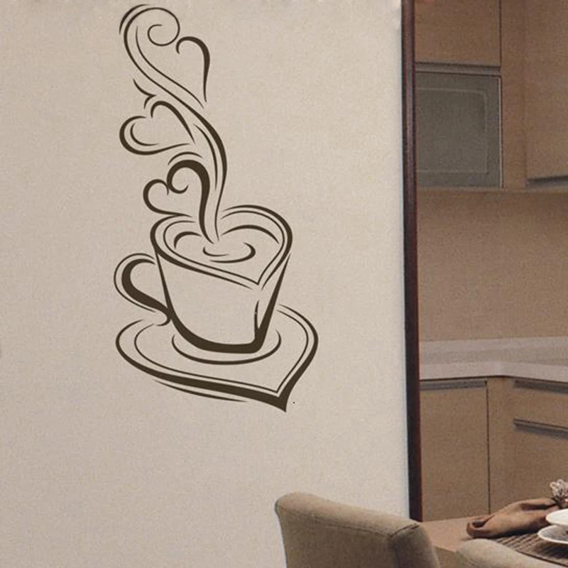 Kitchen wall sticker coffee Delicious coffee mugs vinyl wall decals ,Bakery cafe shop decorative wall stickers free shipping