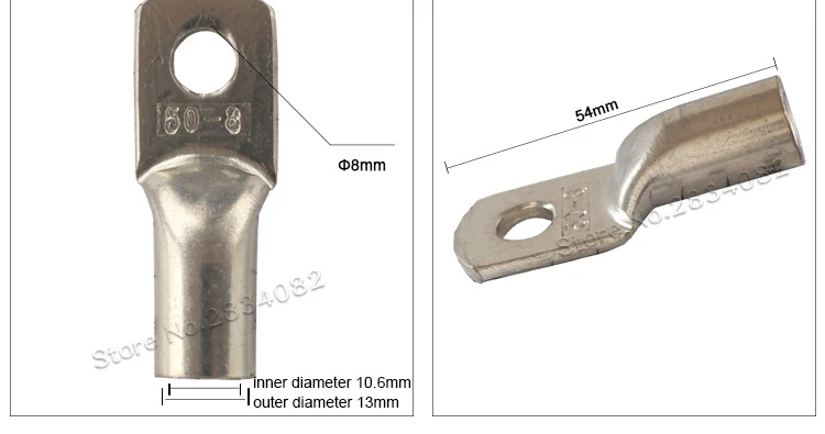 10 шт. JG M8 M12 10mm2 16mm2 25mm2 35mm2 50mm2 70mm2 95mm2 с отверстием для болта, из луженой меди кабельные наконечники Батарея терминалы