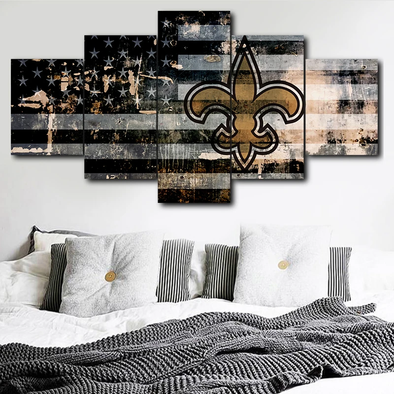 5 Pieces Canvas Art Picture Modular New Orleans Saints Sport Logo