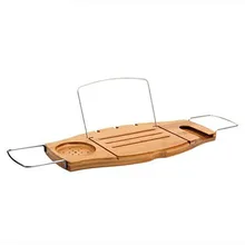 Non-Slip Ванной Бамбука Лоток и Caddy Регулируемый Ручной Ванна Лоток с Чтение Стойки Вино Держатель Мобильного Телефона Лоток JCW49
