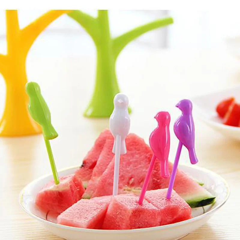 

Creative Bird Tree Fruit Fork Set 1 Tree Branches 6 Forks Party Snack Dessert Cake Fruit Toothpick Kitchen Gadgets Accessories