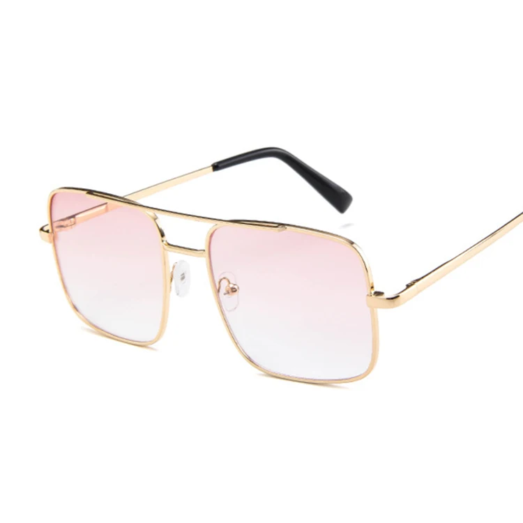 Новинка, большие квадратные солнцезащитные очки для женщин, роскошные брендовые дизайнерские оправы, прозрачные градиентные солнцезащитные очки для женщин, Oculos De Sol Feminino - Цвет линз: Double pink