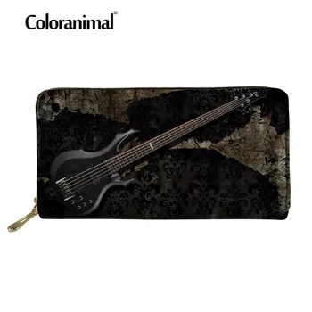 

Coloranimal Men Cool Guitar Long Wallet Leather Coin Clutch Credit Card Money Pocket 3D Music Notes Print Women Luxury PU Purse
