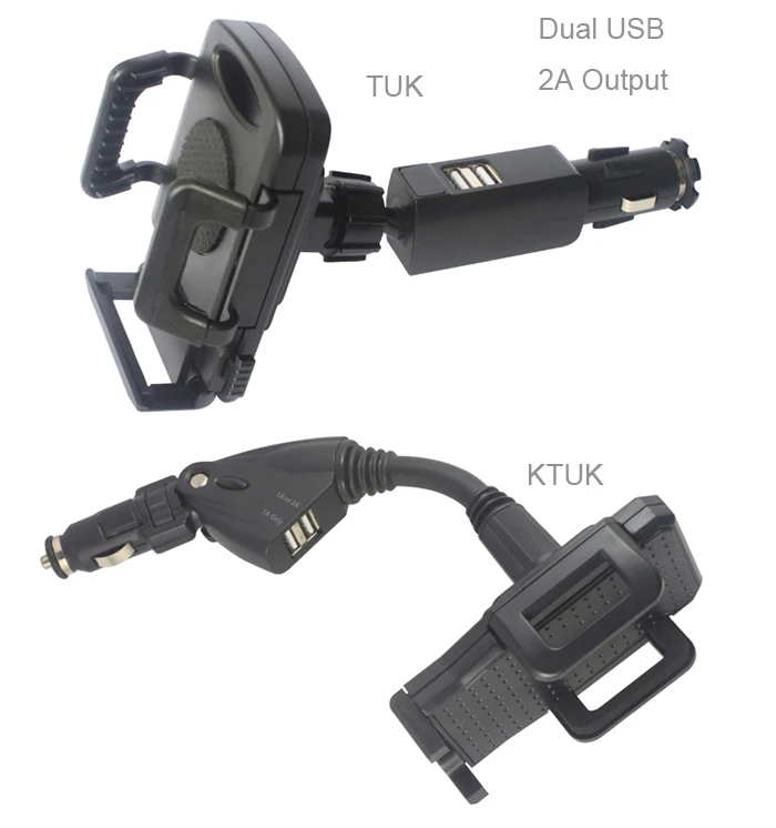 Поворотный 2A Dual USB мобильный телефон автомобильного прикуривателя Зарядное