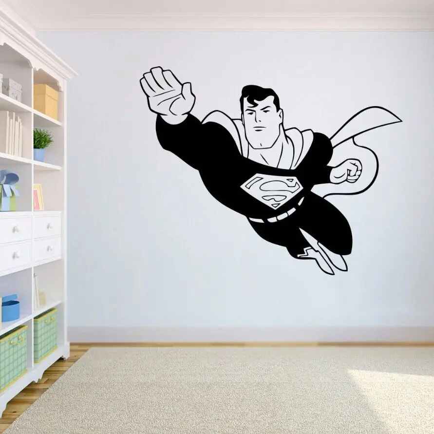 Home Decor Superman Wall Sticker Removable Superhero Flying Vinyl Wall