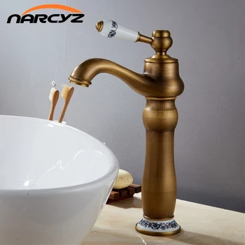 

eramic antique Deck Mounted Single Handle Bathroom Sink Mixer Faucet Antique bronze high quality popularHot and Cold Water G-902