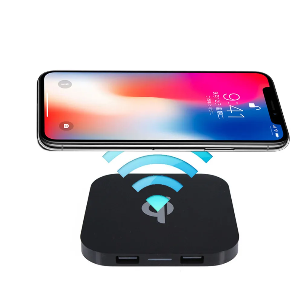 New Portable Mini Qi Safe Wireless Charger Charging Pad Dual USB For