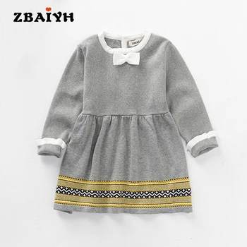

ZBAIYH Girls Dress Autumn Brand Baby Girls Clothes Knit O-neck Long Sleeve For Children Newborn Clothing Princess Dresses