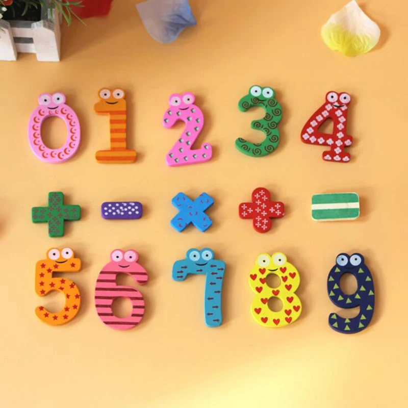 15PCS 3D Wooden Puzzle Educational Number Alphabet Letters Puzzles refrigerator stickers magnets toys For Children Free