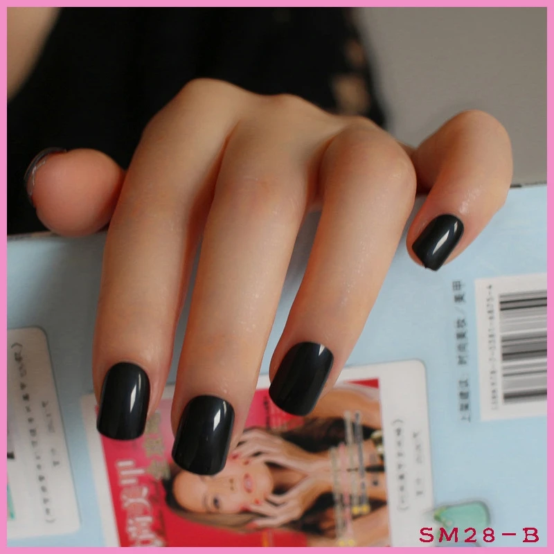 Блестящие черные искусственные ногти 24 шт.|nails done|nail art 3d flowernail gun nail sizes |