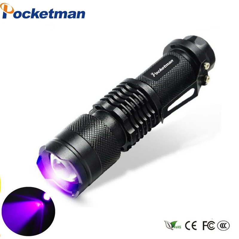 New Outdoor CREE LED UV Flashlight SK68 Purple Violet Light UV Black 365nm Torch 