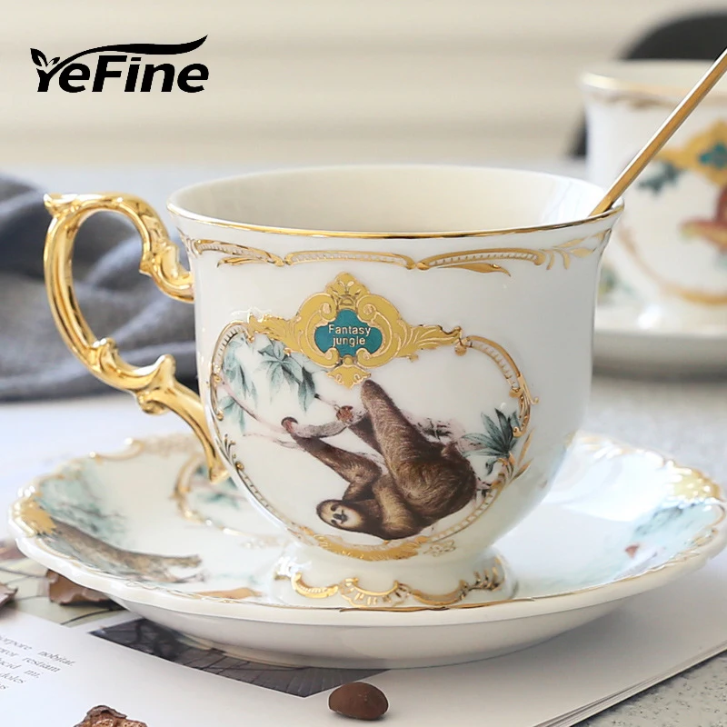 YeFine Jungle Animal Gold Bone китайская чайная чашка блюдце в британском стиле керамические