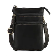 Винтаж Для мужчин поясная сумка, натуральная кожа, на молнии, с отделением Фанни Пояс Сумка Сумочка для телефона, монет Чехол портсигар Портативный черного и коричневого цвета