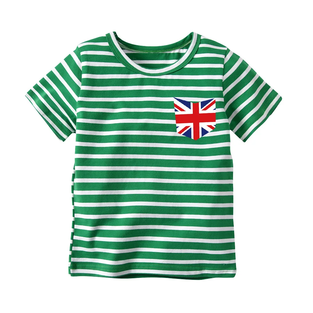 

HI&JUBER Summer Girls & Boys Short Sleeve T Shirts T-shirt Striped Tee Shirt Cotton Girls Boys Tops for Kids Clothing