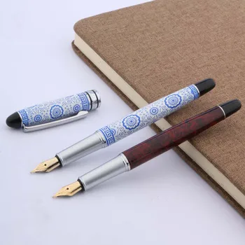 

Blue and White Metal Silver piece Trim M Nib Fountain Pen