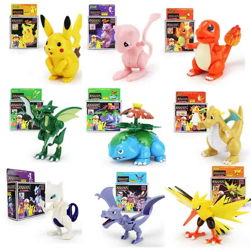 

15 Styles Kawaii Anime Cartoon Super Heroes Go Pikachu Squirtle Charmander Block Building Blocks Bricks Educational Toys