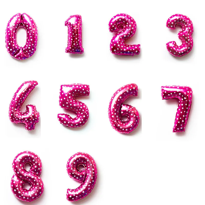 

32Inches Pink Heart Children's Birthday Party Anniversary Decoration Supplies Number Balloons 0-9 Large Size Balls Baby Shower