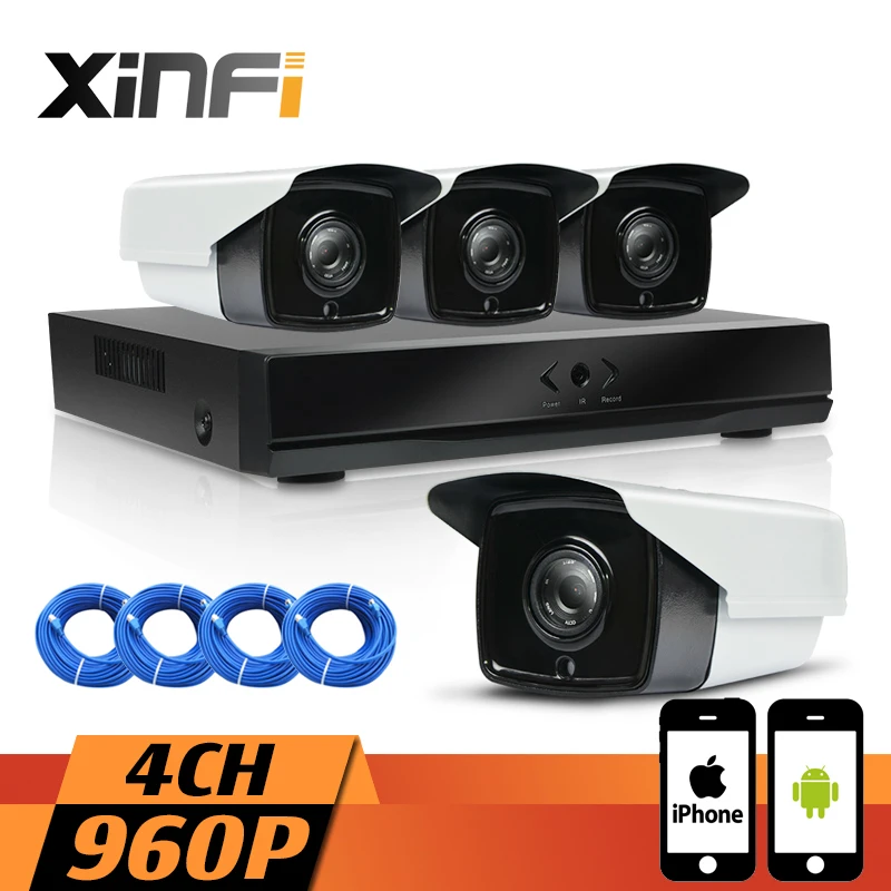 Сетевой видеорегистратор XINFI 4CH HDMI 1080P NVR 960P HD система камер домашней безопасности