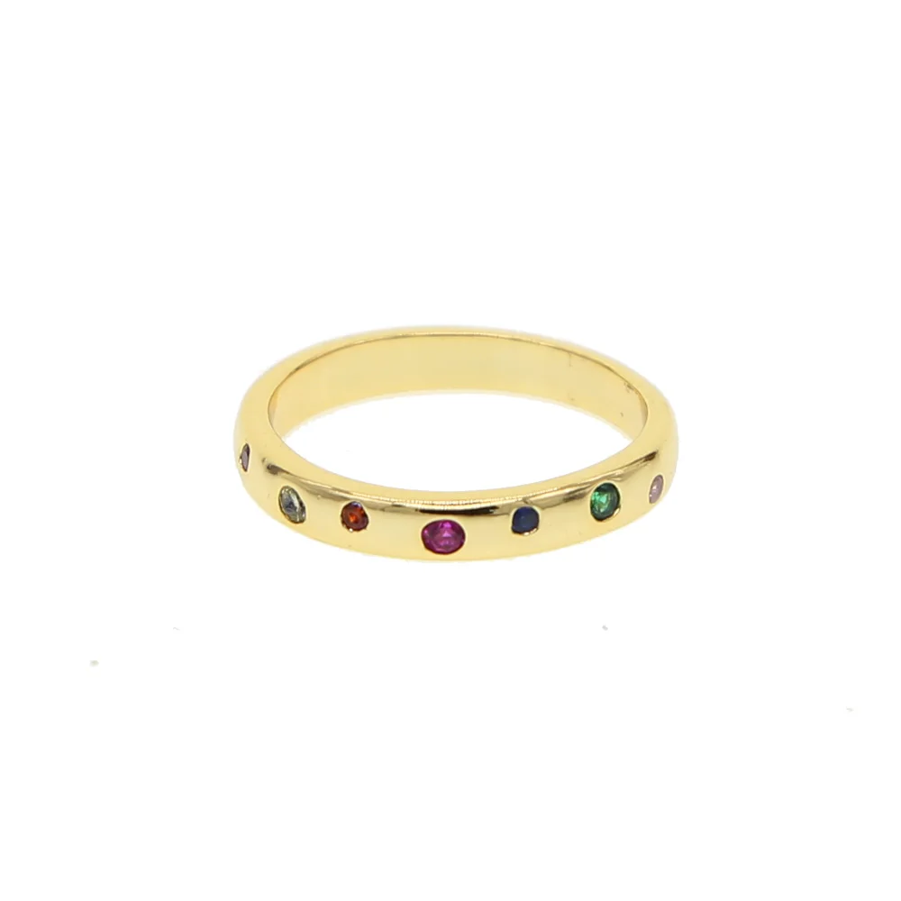 Обручальное кольцо золотого цвета с разноцветным кубическим цирконием, Классические Модные женские ювелирные изделия